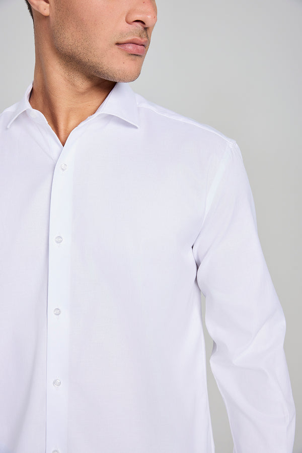 Camisa Social em Algodão Pima Lisa Comfort - Branco