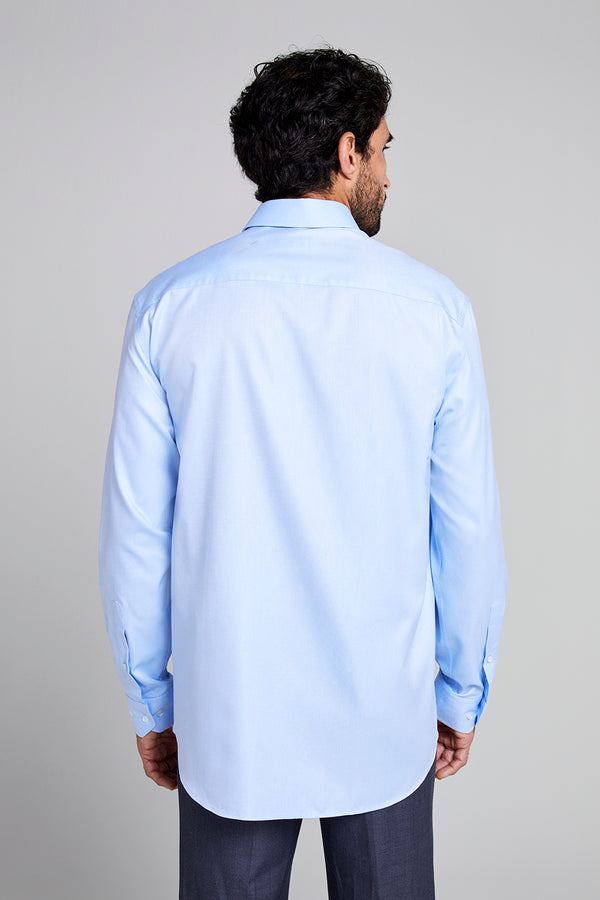 Camisa Social em Algodão Pima Lisa Comfort - Azul Claro