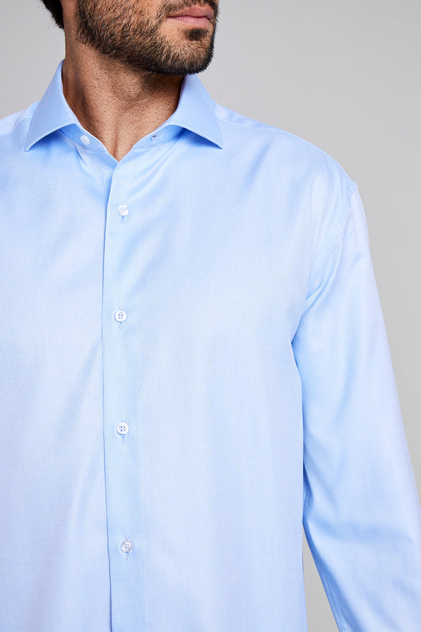 Camisa Social em Algodão Pima Lisa Comfort - Azul Claro