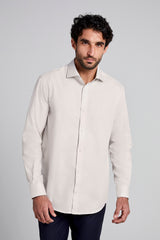 Camisa Social em Algodão Egípcio Lisa Slim Fit - Bege