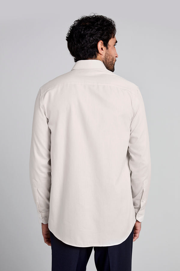 Camisa Social em Algodão Egípcio Lisa Slim Fit - Bege