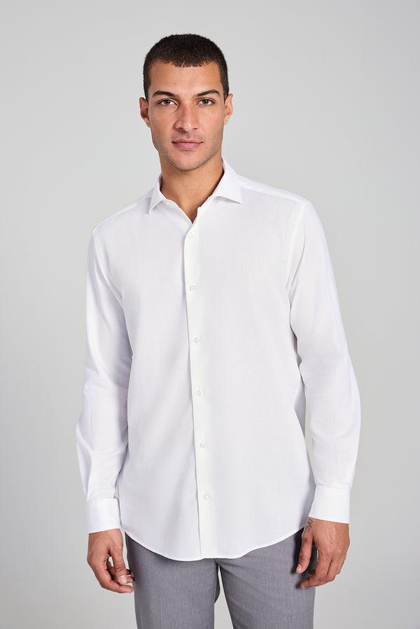 Camisa Social em Algodão Egípcio Lisa Slim Fit - Branco