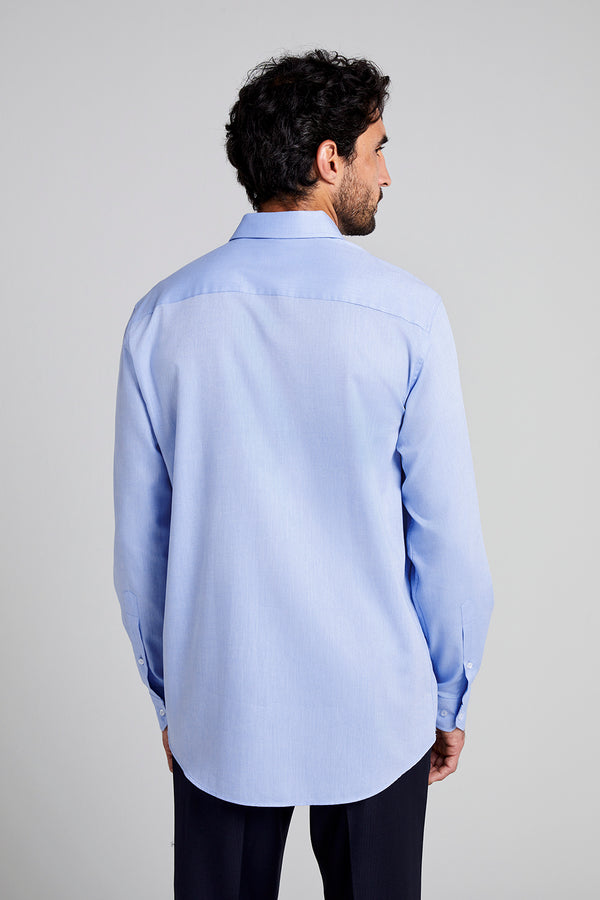 Camisa Social em Algodão Egípcio Lisa Slim Fit - Azul