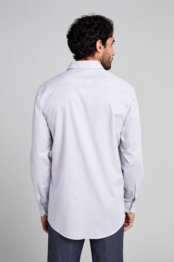 Camisa Social em Algodão Egípcio Lisa Slim Fit - Cinza