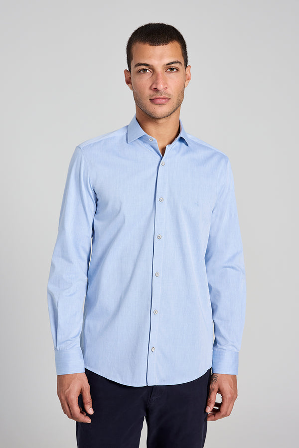 Camisa Social Lisa Slim Fit - Azul