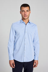 Camisa Social Lisa Slim Fit - Azul