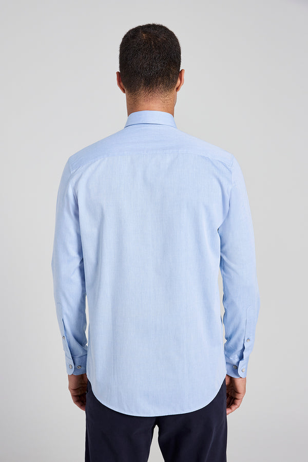 Camisa Social Lisa Slim Fit - Azul