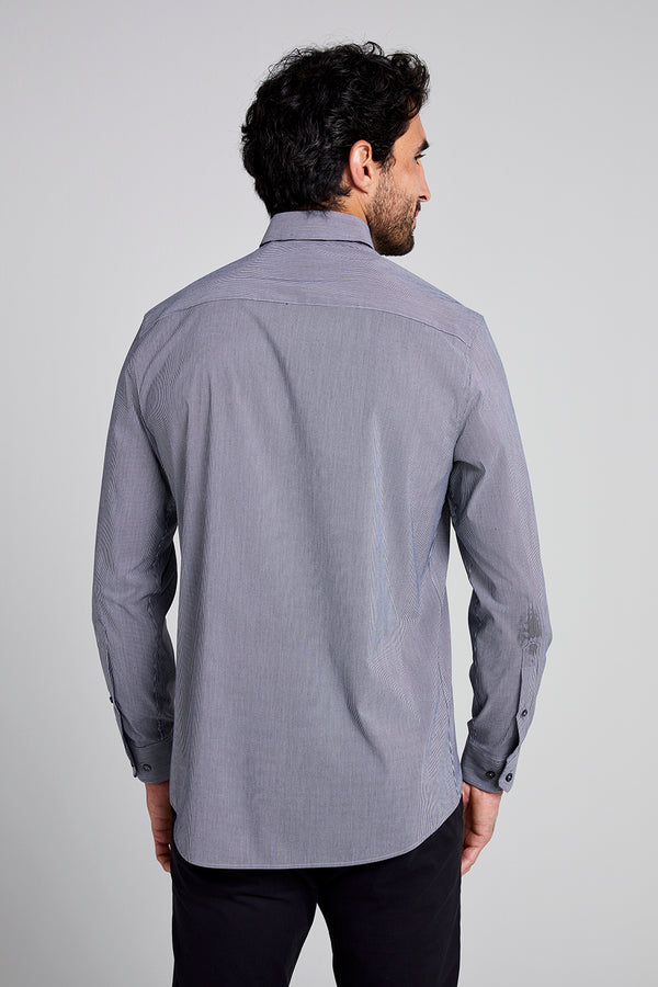 Camisa Listrada Slim Fit - Preto