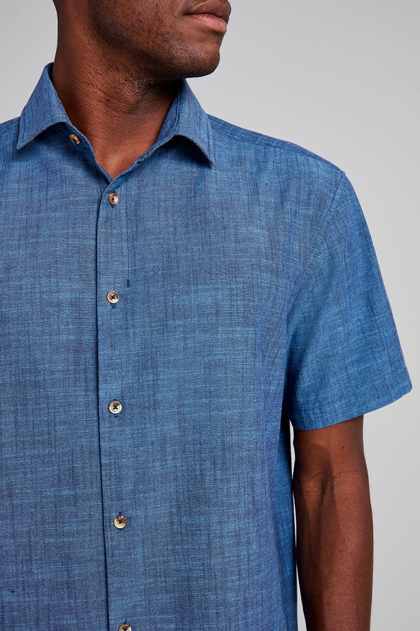 Camisa Manga Curta Comfort - Azul Medio