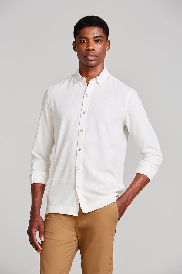 Camisa Linen Blend Slim Fit - Off White