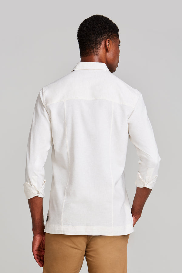 Camisa Linen Blend Slim Fit - Off White