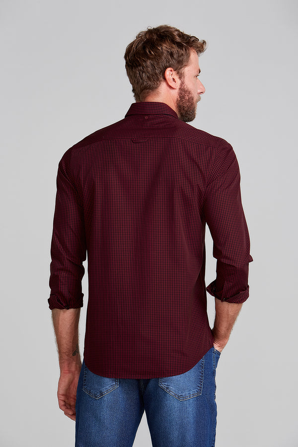 Camisa Xadrez Slim Fit - Vermelho