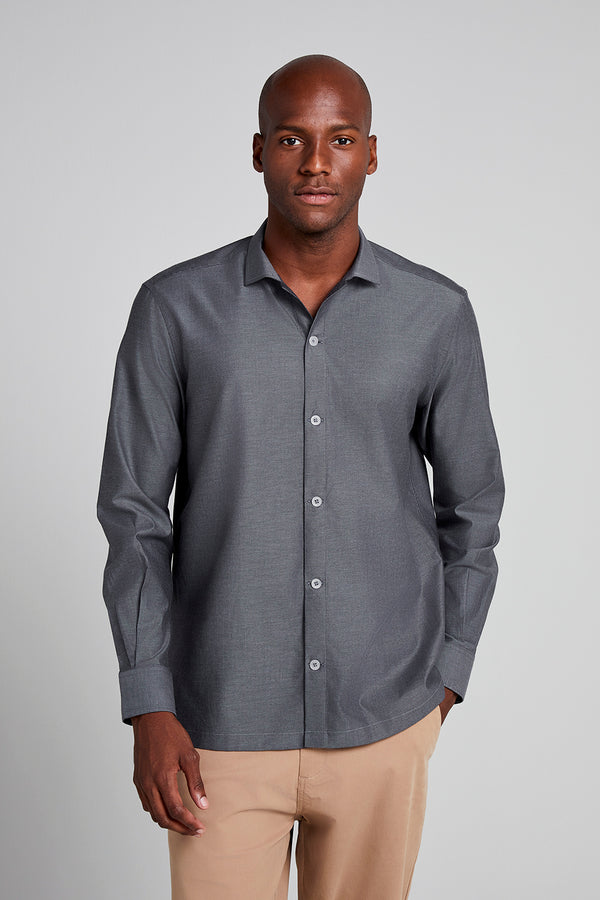 Camisa em Algodão Egípcio Lisa Comfort - Preto