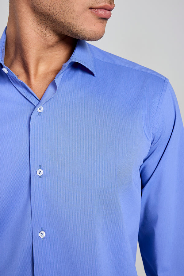 Camisa Social Slim Fit - Azul Medio