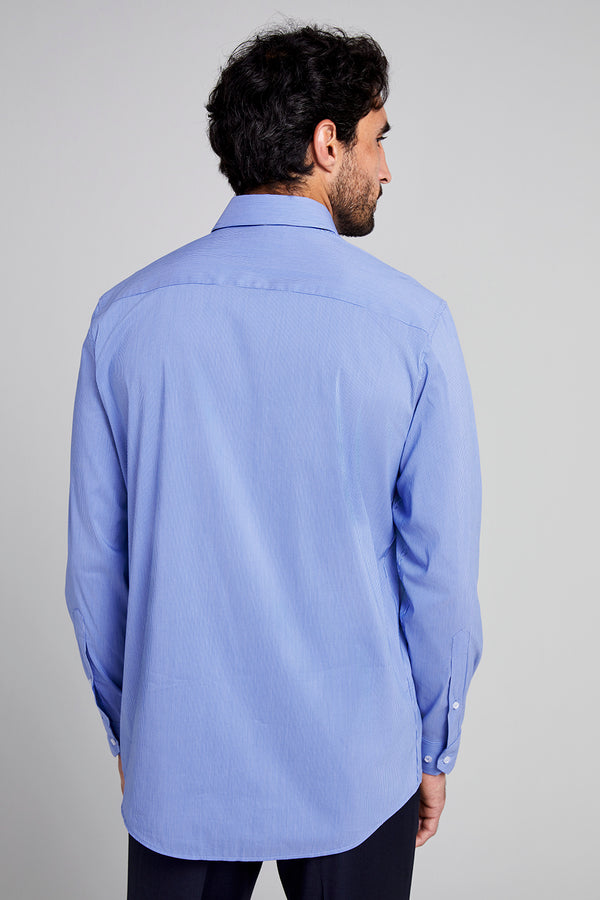 Camisa Social Listrada Slim Fit - Azul