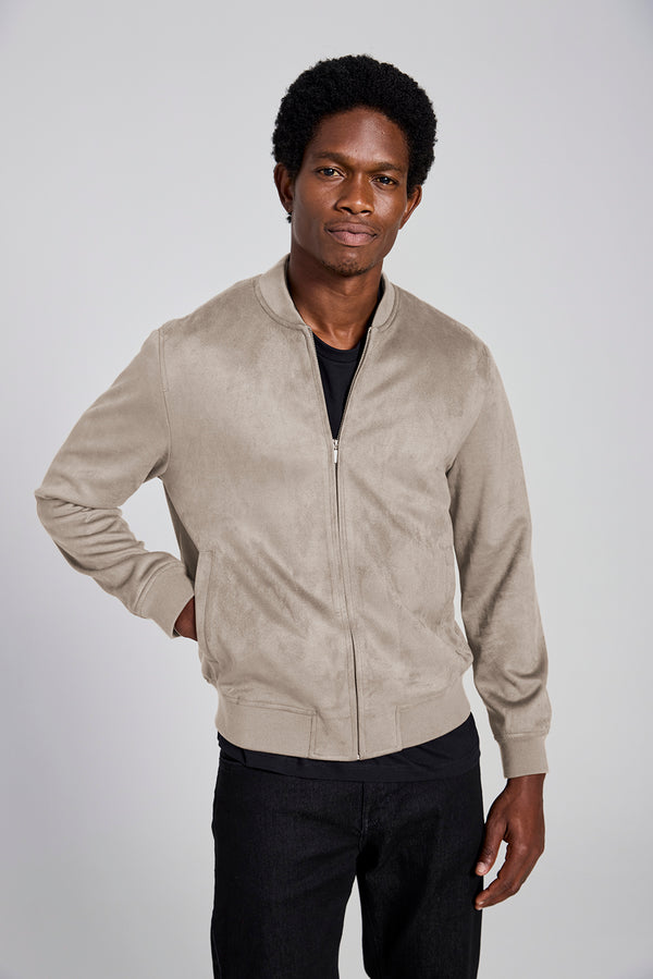 Jaqueta Bomber Suede - Bege