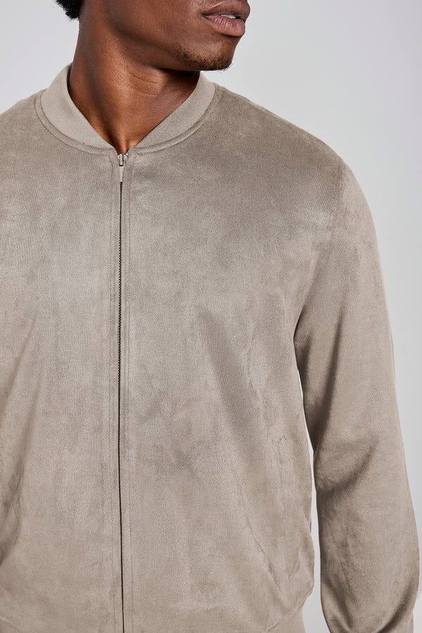 Jaqueta Bomber Suede - Bege