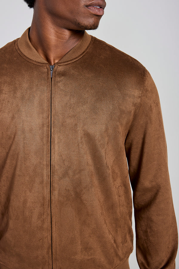 Jaqueta Bomber Suede - Marrom