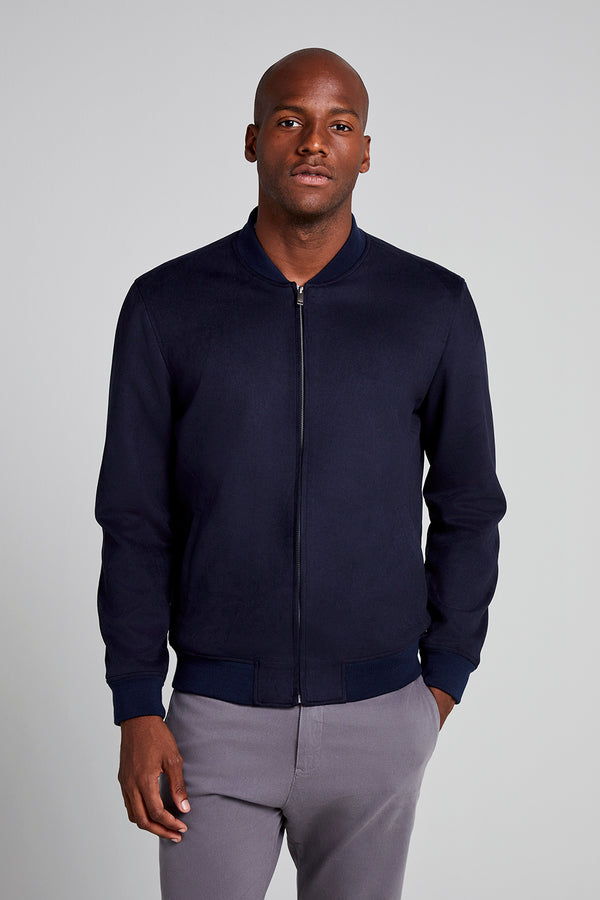 Jaqueta Bomber Suede - Azul Marinho