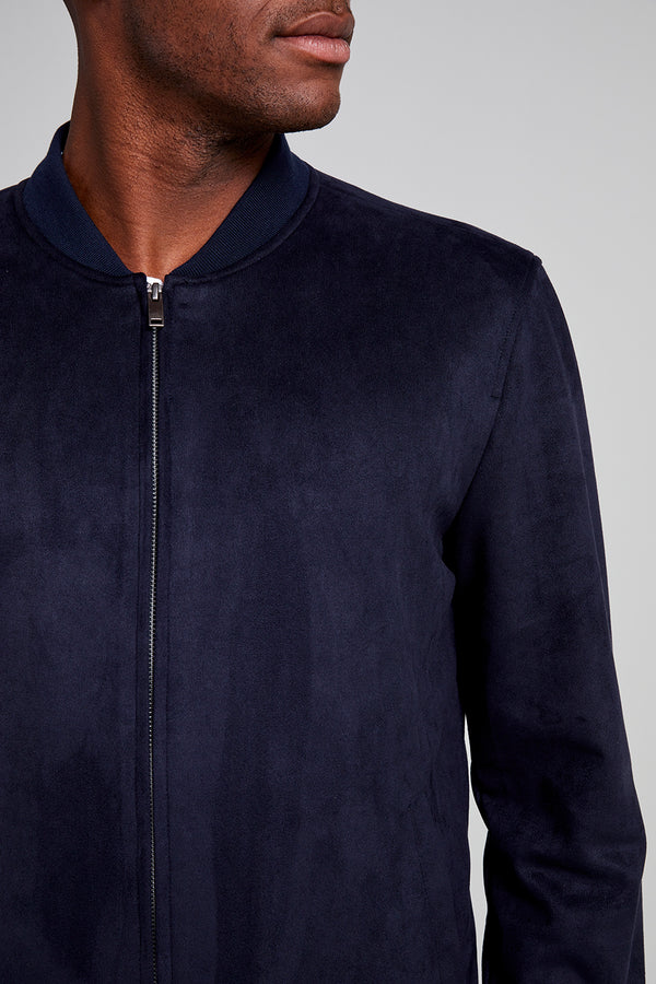 Jaqueta Bomber Suede - Azul Marinho