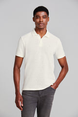 Camisa Polo Texturizada Slim Fit - Off White