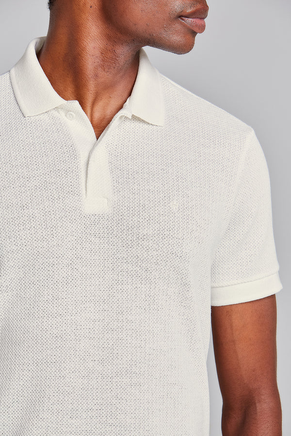 Camisa Polo Texturizada Slim Fit - Off White