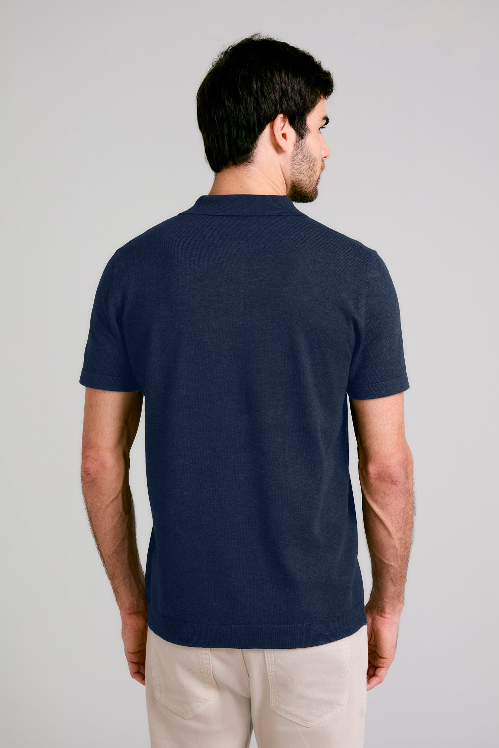 Camisa Polo Manga Curta Malha Slim Fit.