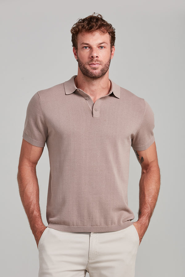 Camisa Polo Manga Curta Piquet Premium Slim Fit - Marrom Craft