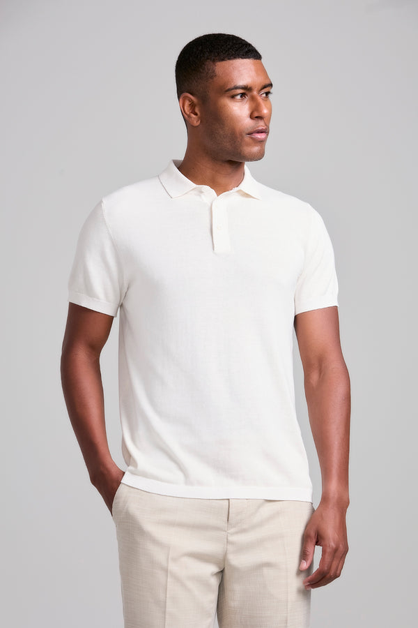 Camisa Polo Manga Curta Piquet Premium Slim Fit - Off White