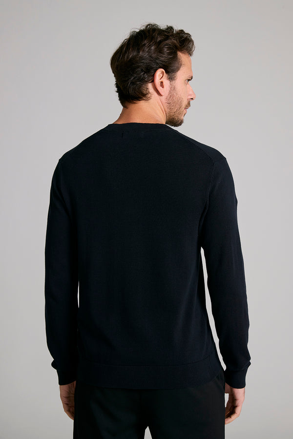 Tricot Liso Gola Careca - Preto