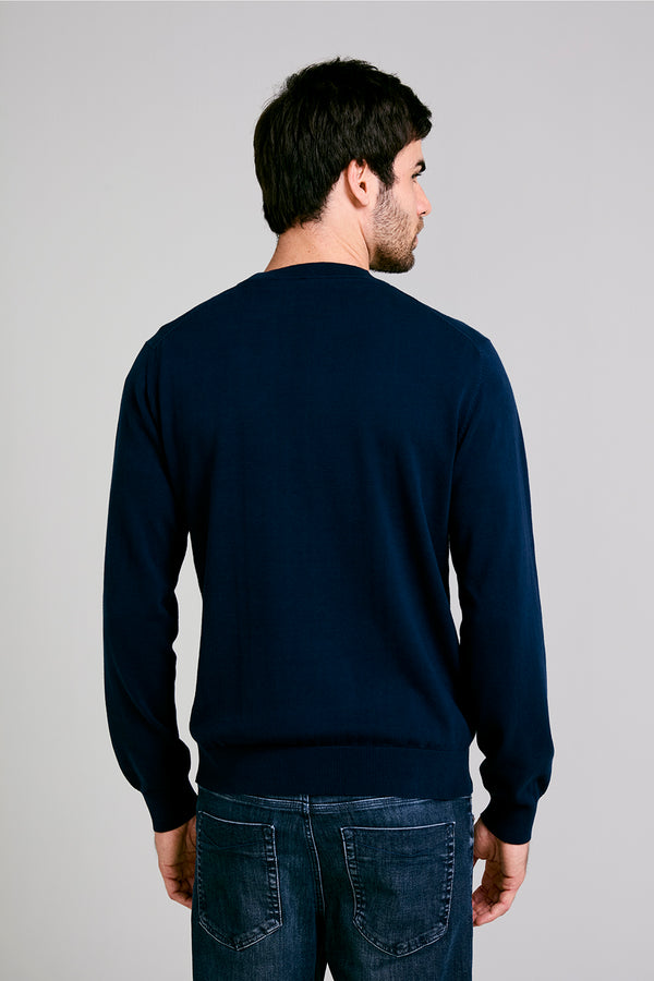 Tricot Liso Gola Careca - Azul Marinho