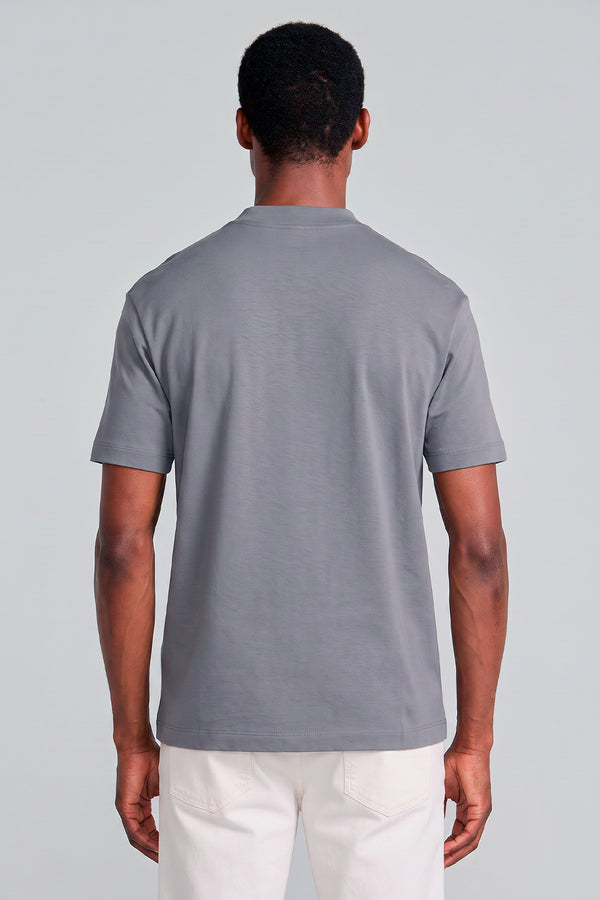Camiseta Gola Média Comfort - Cinza