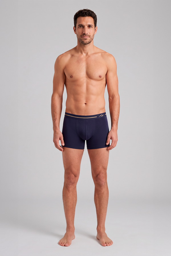 Cueca Boxer Microfibra Lisa - Azul Marinho