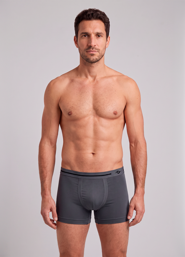 Cueca Boxer Microfibra Lisa - Cinza Chumbo