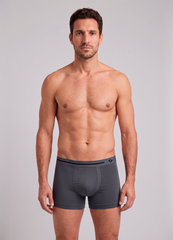 Cueca Boxer Microfibra Lisa - Cinza Chumbo