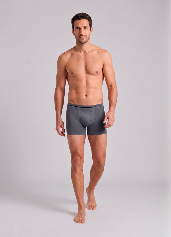 Cueca Boxer Microfibra Lisa - Cinza Chumbo