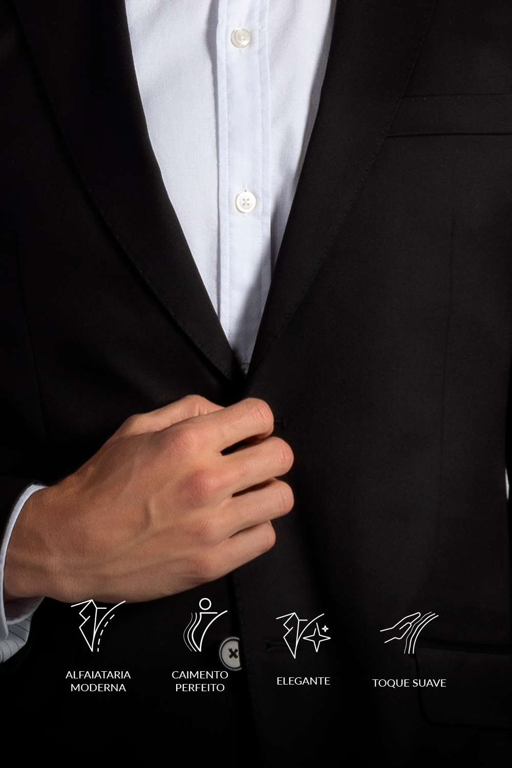 Terno Slim Fit PV Liso - Preto