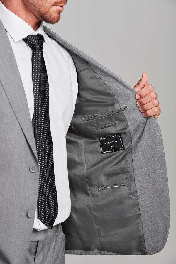 Terno Slim Fit PV Liso - Cinza Claro
