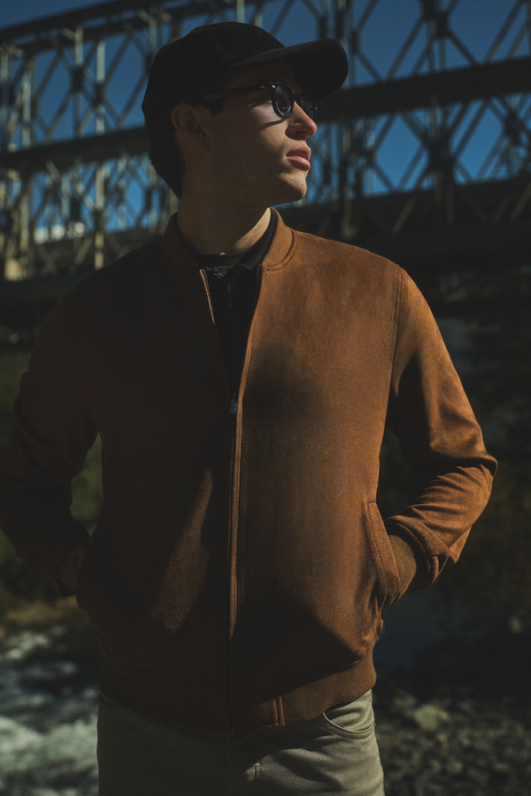 Jaqueta Bomber Suede - Marrom