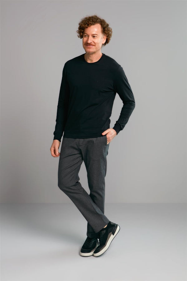 Camiseta Manga Longa Premium Comfort Malha - Preto