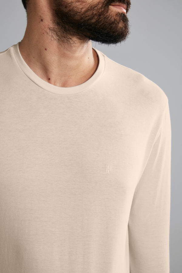 Camiseta Manga Longa Premium Comfort Malha - Marrom