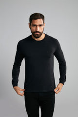 Camiseta Manga Longa Premium Malha Slim Fit - Preto