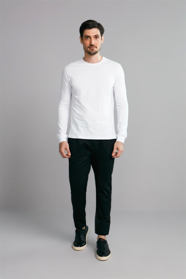 Camiseta Manga Longa Premium Malha Slim Fit - Branco