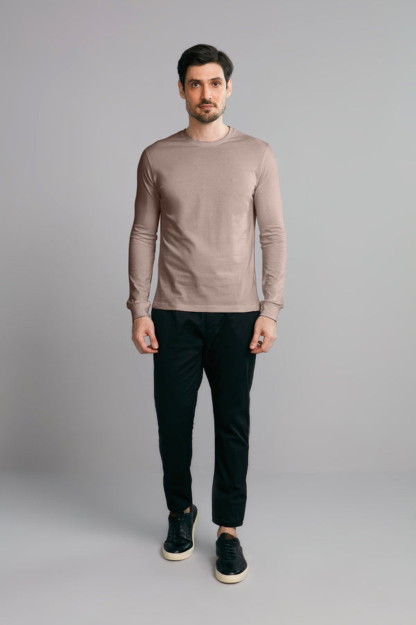 Camiseta Manga Longa Premium Malha Slim Fit - Marrom
