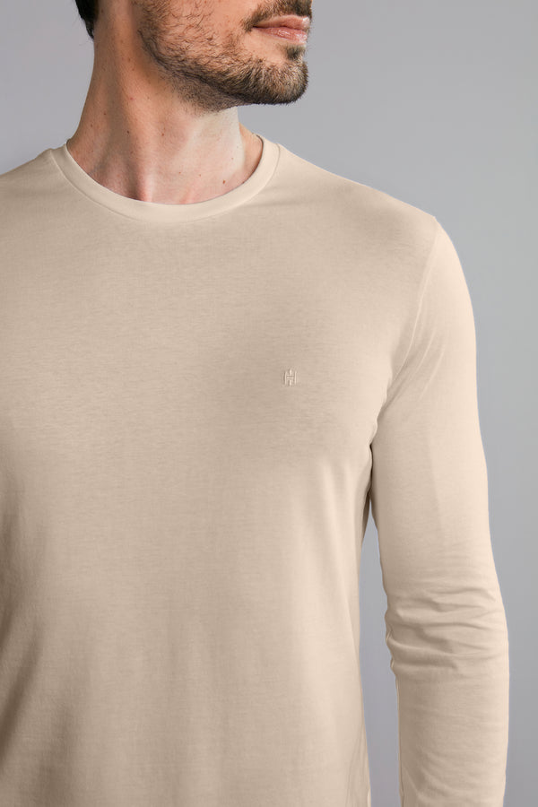 Camiseta Manga Longa Premium Malha Slim Fit - Marrom