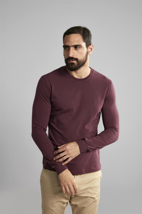 Camiseta Manga Longa Premium Malha Slim Fit - Roxo
