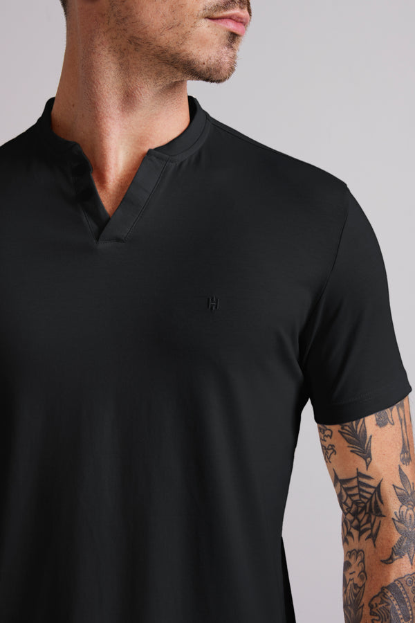 Camiseta Gola Portuguesa Malha Premium Slim Fit - Preto