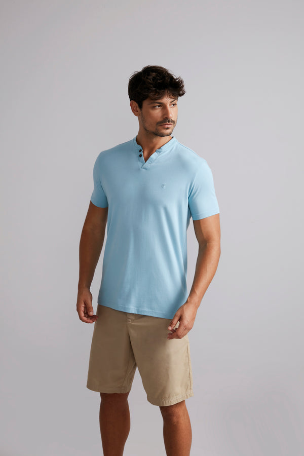 Camiseta Gola Portuguesa Malha Premium Slim Fit - Azul