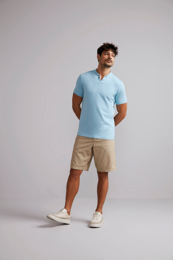 Camiseta Gola Portuguesa Malha Premium Slim Fit - Azul