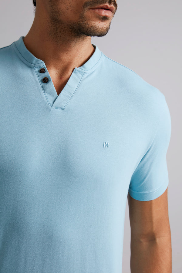 Camiseta Gola Portuguesa Malha Premium Slim Fit - Azul